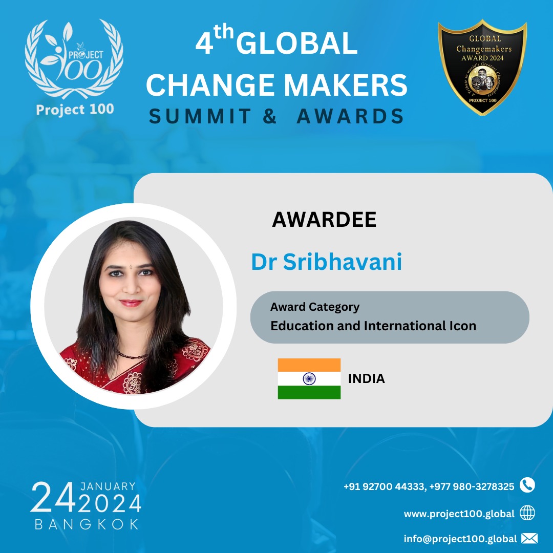 Dr. Sribhavani Receives Prestigious 2024 Global Changemakers Award for Revolutionary Contributions to Education